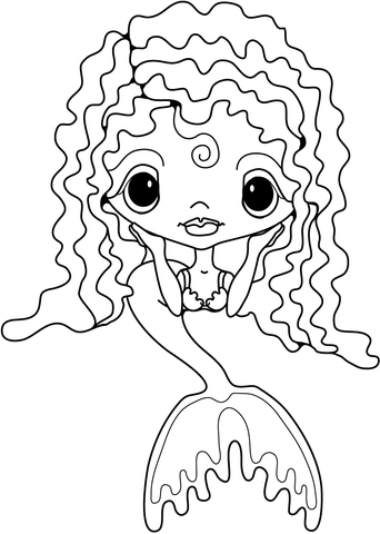 Cute Little Mermaid Coloring Page